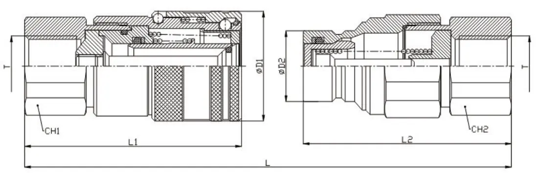 Coupling fitting sectional drawing